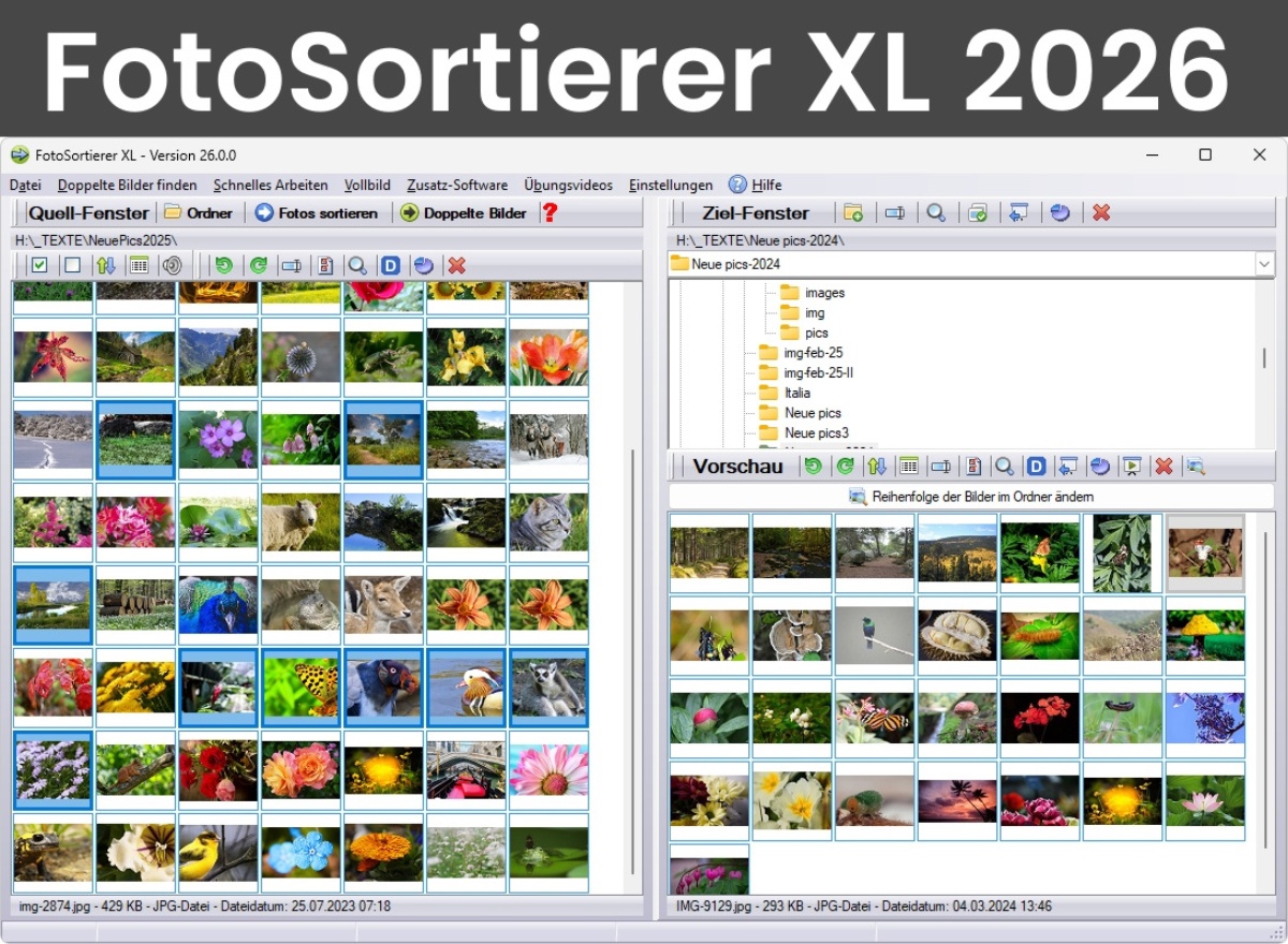 Programm zum Sortieren von Bildern – FotoSortierer XL 2026