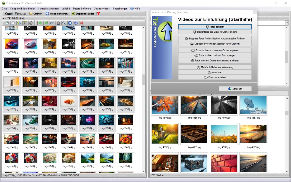 FotoSortierer XL: Funktionsübersicht zum Bilder sortieren, Duplikate finden und Umbenennen